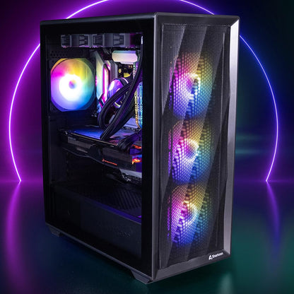 Sharkoon VK4 Rainbow Schwarz ATX PC-Gehäuse mit 4x 120-mm-Lüftern