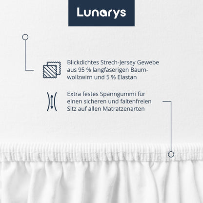 Lunarys® SleepRoyal Luxus Spannbettlaken 180x200cm - Weiss