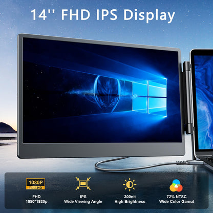 Triple Laptop Screen Extender Tragbarer Monitor – 14'' FHD
