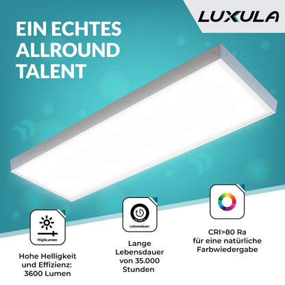 LUXULA LED Deckenleuchte 120 cm, 36 W, 4000 K neutralweiss, 3600 lm