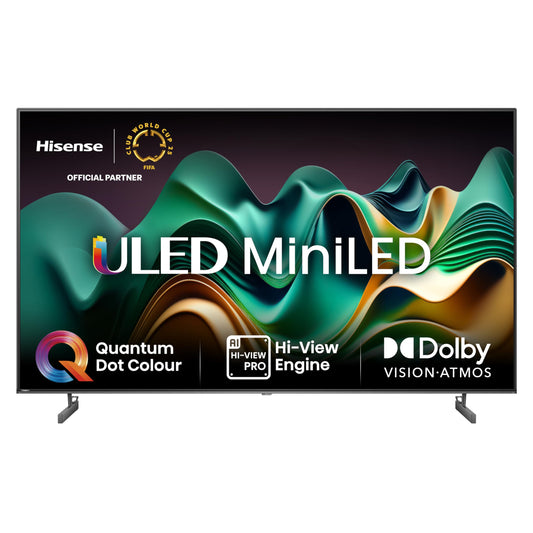 Hisense 65U6NQ Mini LED ULED 4K Smart TV 65 Zoll - Anthrazit. Großes, anthrazitfarbenes 65-Zoll-Display für 4K-Streaming und Heimunterhaltung.