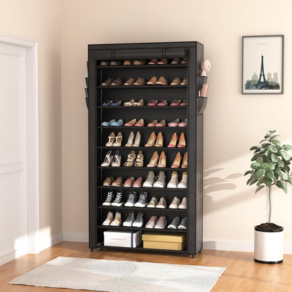 Vicye Schuhregal 11 Ebenen mit staubdichtem Überzug, schwarz