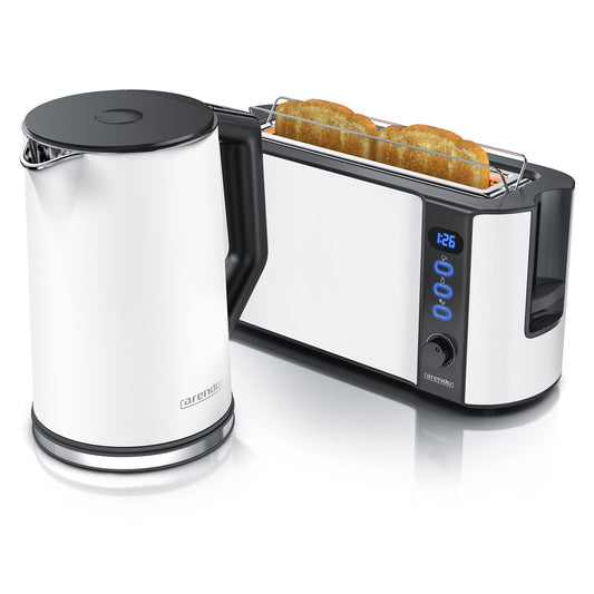 Arendo Wasserkocher Toaster Set – Edelstahl Weiss Matt. Mattweißes Edelstahl-Set: Wasserkocher und Toaster. Zum Wasserkochen und Toasten.
