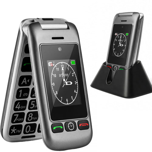 artfone G6 4G Seniorenhandy Klapphandy mit SOS-Taste und Ladestation – Klappdesign mit Grosstasten