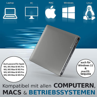 techPulse120 Imperator Externer Blu-ray Brenner USB-C 4K BDXL - Silber