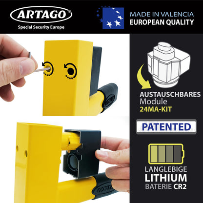 Artago ART872 Radkralle mit 120 dB Alarm, 2in1 Wegfahrsperre