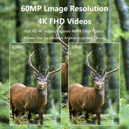 LMHOME Wildkamera 60MP 4K Video Bewegungsmelder Nachtsicht IP66