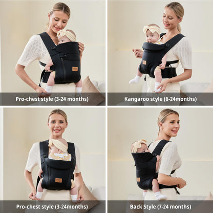 vrbabies Babytrage für Neugeborene ab Geburt, ergonomisch, schwarz