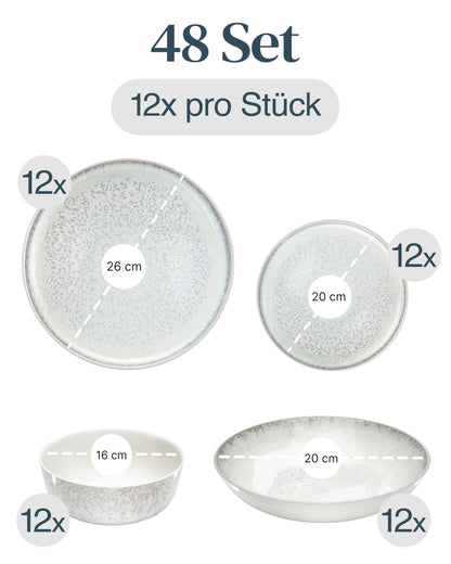 Pure Living Ibiza Geschirrset Steingut 12 Personen Beige