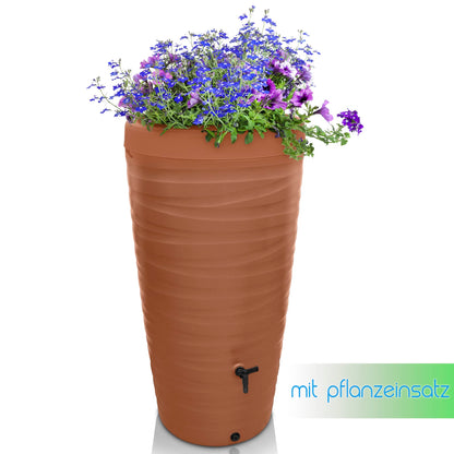 YourCasa Regentonne 240 Liter Wave mit Wasserhahn, Terracotta
