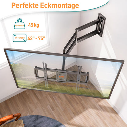 ELIVED EV3038 Vollbewegliche TV-Wandhalterung Langarm 42-75 Zoll