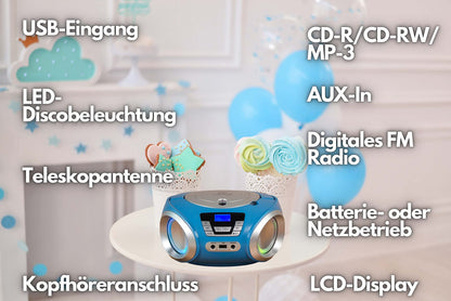 Cyberlux K1 Stereo-CD-Radio mit USB, MP3 und LED-Beleuchtung