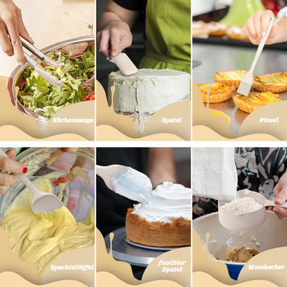 Terlulu Rührschüssel 6er Set Edelstahl mit Deckel - Khaki