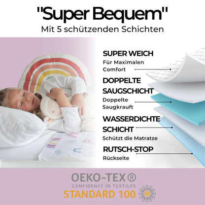Hygge Sheets Bettunterlage wasserdicht für Kinder, 2er-Pack Regenbogen