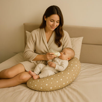 Totsy Baby Stillkissen XXL 190 cm mit Oeko-Tex Musselin-Bezug