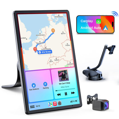 Avylet 8'' Tragbares Carplay Android Auto Display mit Rückfahrkamera: Schwarzes Display. Für Carplay/Android Auto & Einparken.