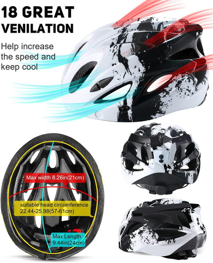 RaMokey Fahrradhelm mit LED-Licht und magnetischem Visier, 57-62 cm