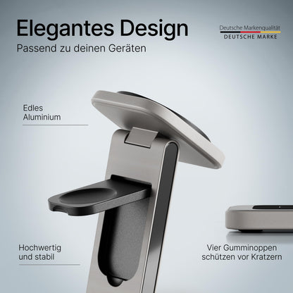 TEGLER MagSafe Ladestation Aluminium für iPhone, Apple Watch & AirPods
