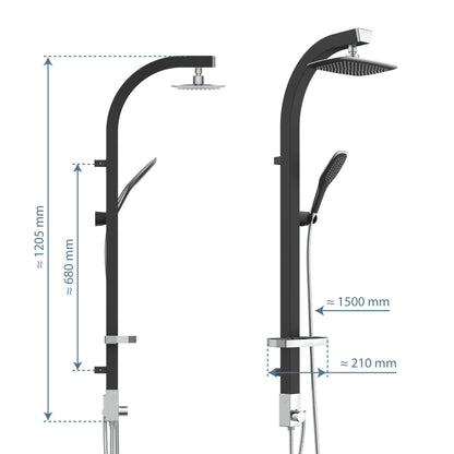 Schütte MADAGASKAR Duschsystem - Schwarz mit Ablage 60060