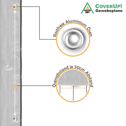 CoverUp! Abdeckplane 4x4 m weiss, 200 g/m², wasserfest, UV-stabil