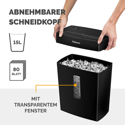 Fellowes FS-8C Aktenvernichter, Partikelschnitt P4, 8 Blatt, 15 l