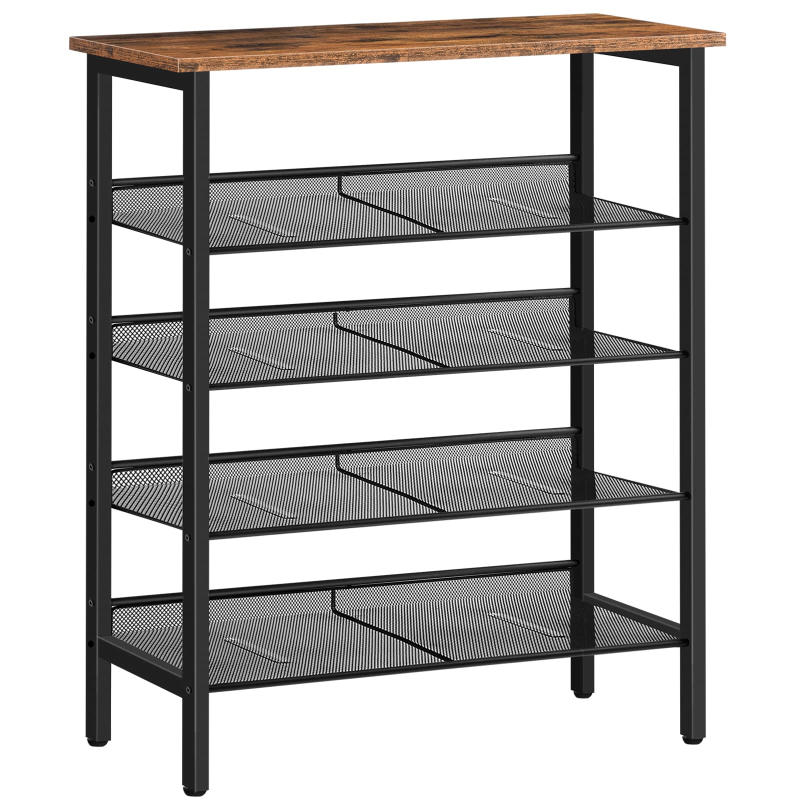 HOOBRO EBF106XJ01 5-lagiges Schuhregal – vintagebraun-schwarz. Rechteckiges Regal zur Schuhaufbewahrung.