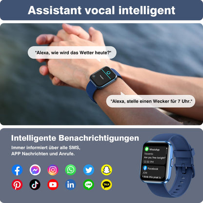 Aeac Smartwatch mit Telefonfunktion, 1,85 Zoll HD-Display, IP68