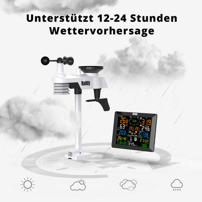 Raddy WF-100C Wetterstation Funk Aussensensor WLAN 8 Zoll