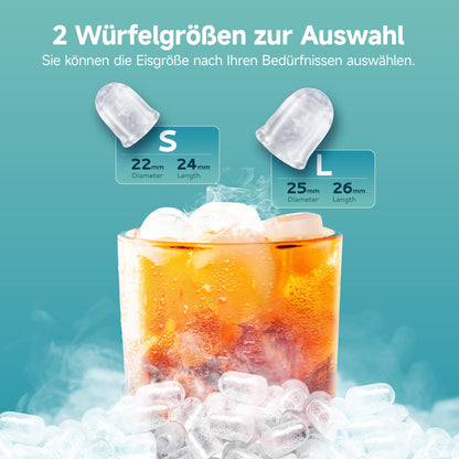 EUHOMY Eiswürfelmaschine Klein, 12 kg/Tag, 2 Würfelgrössen, tragbar
