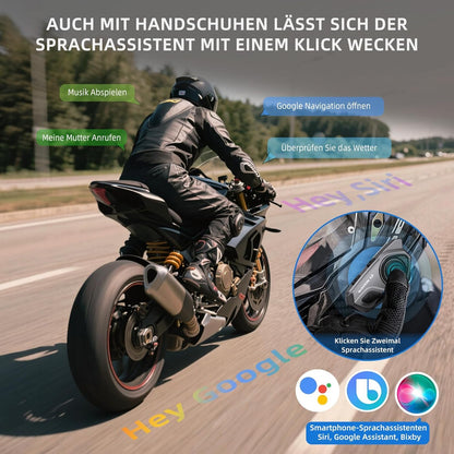 WAYXIN X2 Motorrad Intercom Bluetooth Headset mit FM Radio, 2er-Set