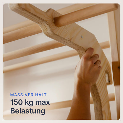 gurkler Sprossenwand mit Klimmzugstange und Dip Extension