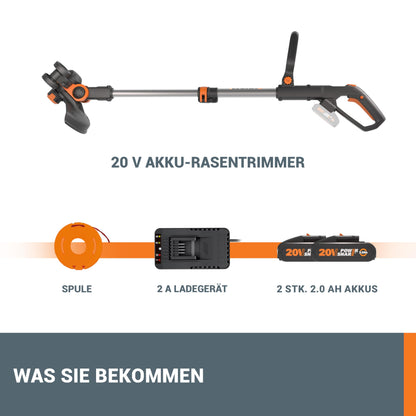 WORX WG163E.3 Akku Rasentrimmer – 2x 2.0 Ah Akkus