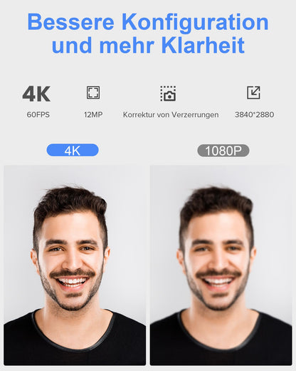 SIIIX 4K/60FPS USB Webcam - Für PC und Videoanrufe
