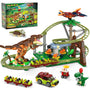 HOGOKIDS Dinosaurier Achterbahn Bausteine Set mit 1222 Teilen und vier Dinosauriern