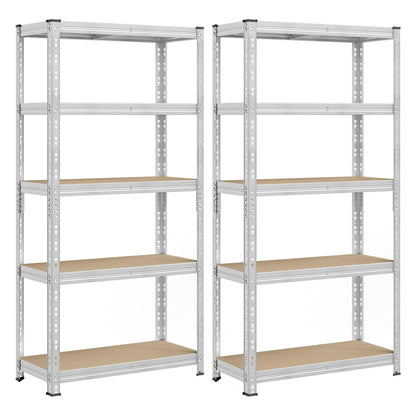 SONGMICS Schwerlastregal Lagerregal - 2er Set silbern GLR455E01. Zwei silberne Regale zur Lagerung in Werkstatt oder Keller.
