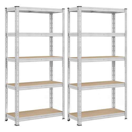 SONGMICS Schwerlastregal Lagerregal - 2er Set silbern GLR455E01. Zwei silberne Regale zur Lagerung in Werkstatt oder Keller.