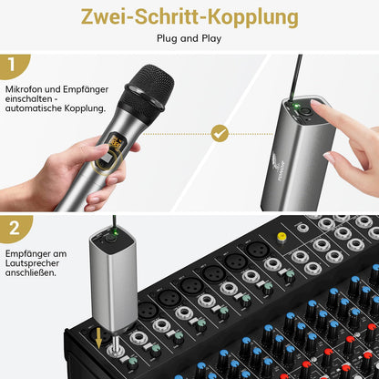 TONOR TW620 Kabelloses UHF Mikrofon Set mit 60 m Reichweite
