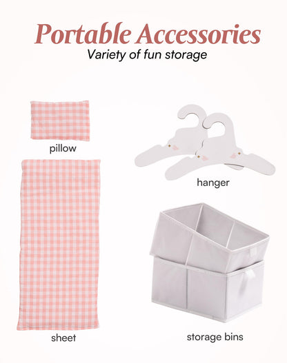 ROBOTIME Holz Puppenbett für 22-Zoll Puppen - Rosa