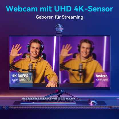EMEET 4K S600 1080P Webcam mit Mikrofon & Autofokus