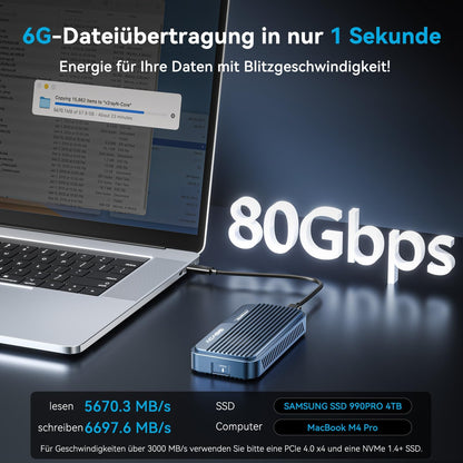 ACASIS TBU 501 PRO-EU 80Gbps M.2 NVMe SSD Gehäuse mit Lüfter