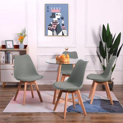 EGGREE Set 4 Buchenholz Skandi Retro Küchenstühle - Grau