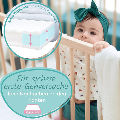 Sun Garden Baby-Kindermatratze mit Trittkante Oeko-Tex - 70x140 cm