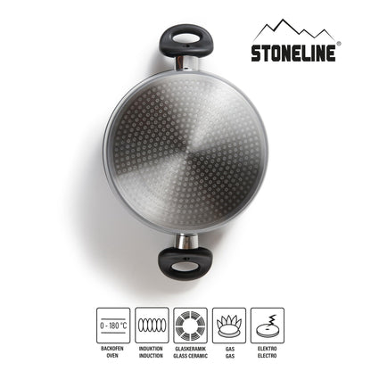 STONELINE XXL Aluguss Kochtopf Induktion 28 cm Grau mit Deckel