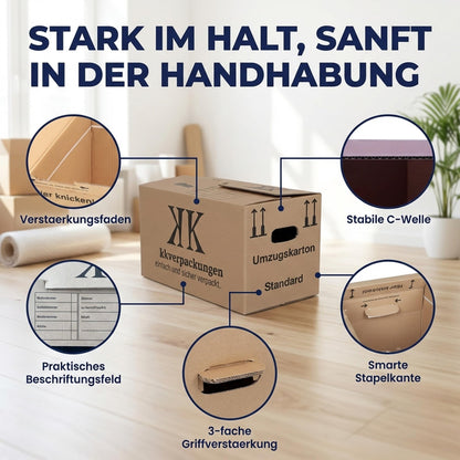 KK Verpackungen Umzugskartons 65 Liter, 30 Stück, stapelbar