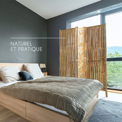 Box and Beyond Paravent aus Bambus, Natur, 160 x 139 cm