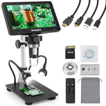 WADEO 7" LCD Digitalmikroskop: 7-Zoll-LCD-Display, HDMI, USB. Dient zur visuellen Inspektion und Dokumentation von Objekten.