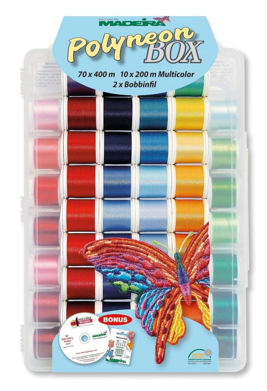 MADEIRA Polyneon Box 8085 Stickgarn-Set für Stickmaschinen