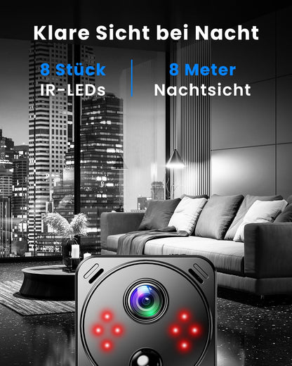 ULEXOR R8 4K Mini Kamera – WLAN Überwachungskamera mit Nachtsicht