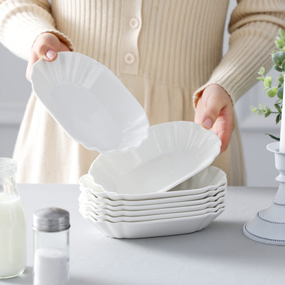 MALACASA Regular Pommesschälen 8er Set Porzellan Cremeweiss 360 ml