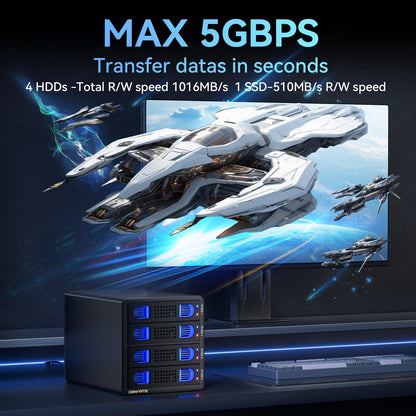 TechPro USB 3.0 Festplattengehäuse - 4-Schacht, 2.5/3.5" SATA